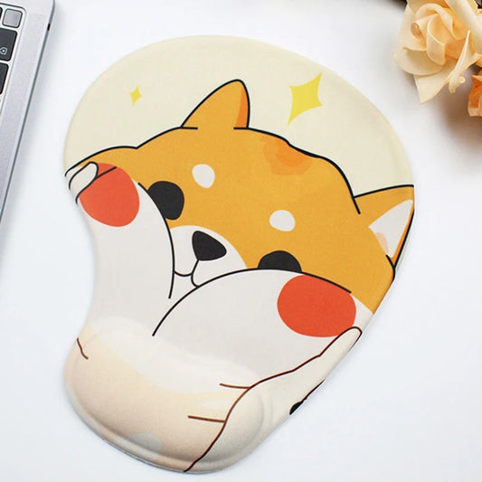 Anime Mouse Pads With Wrist Support With Shiba Inu Design