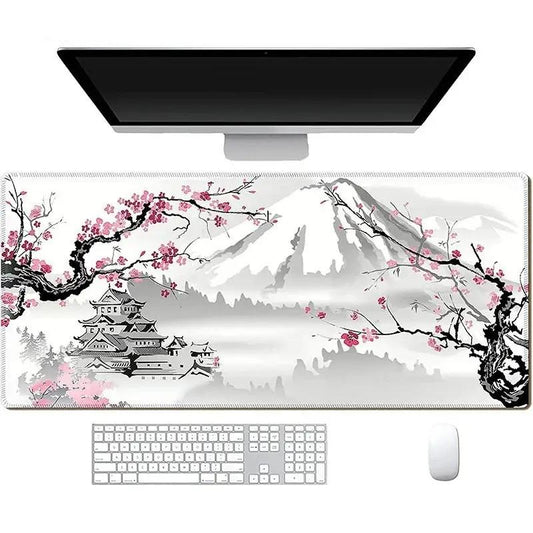 Japanese Mouse Mat with other computer elements next to it on a white background